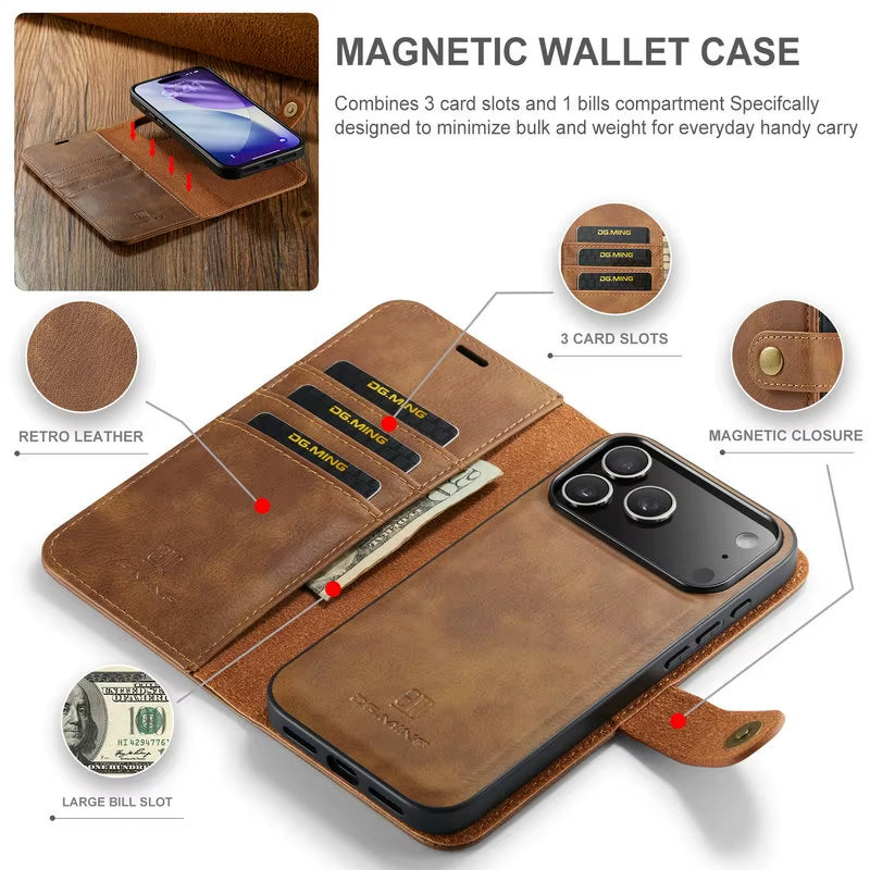 For Iphone 17 Pro Max 5G 2025 Luxury Case 2In1 Detachable Leather Wallet Funda for Iphone 17 Air Case Iphone17 Pro Magnet Cover