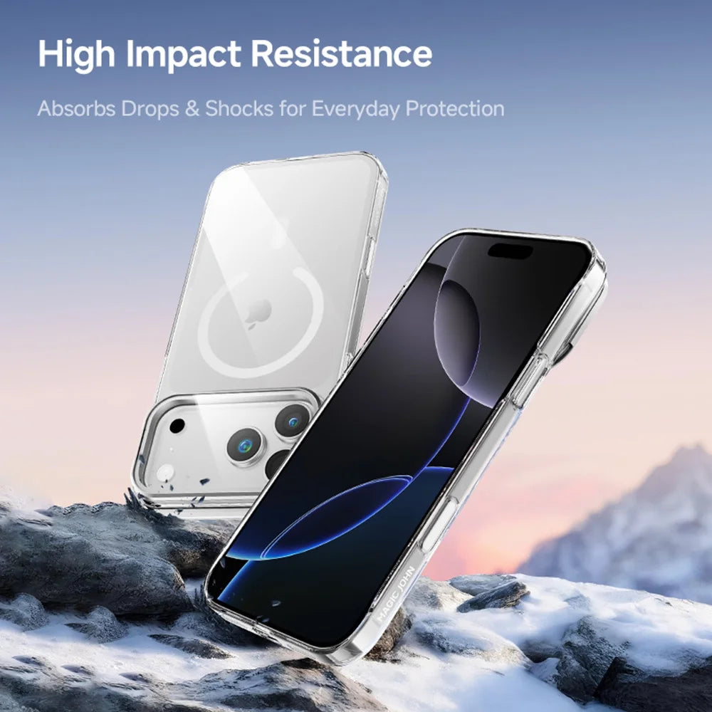 Cell Phone Case for Iphone 17 Pro with Kick Stand Camera Lens Protector Magsafe Wireless Charging Transparent