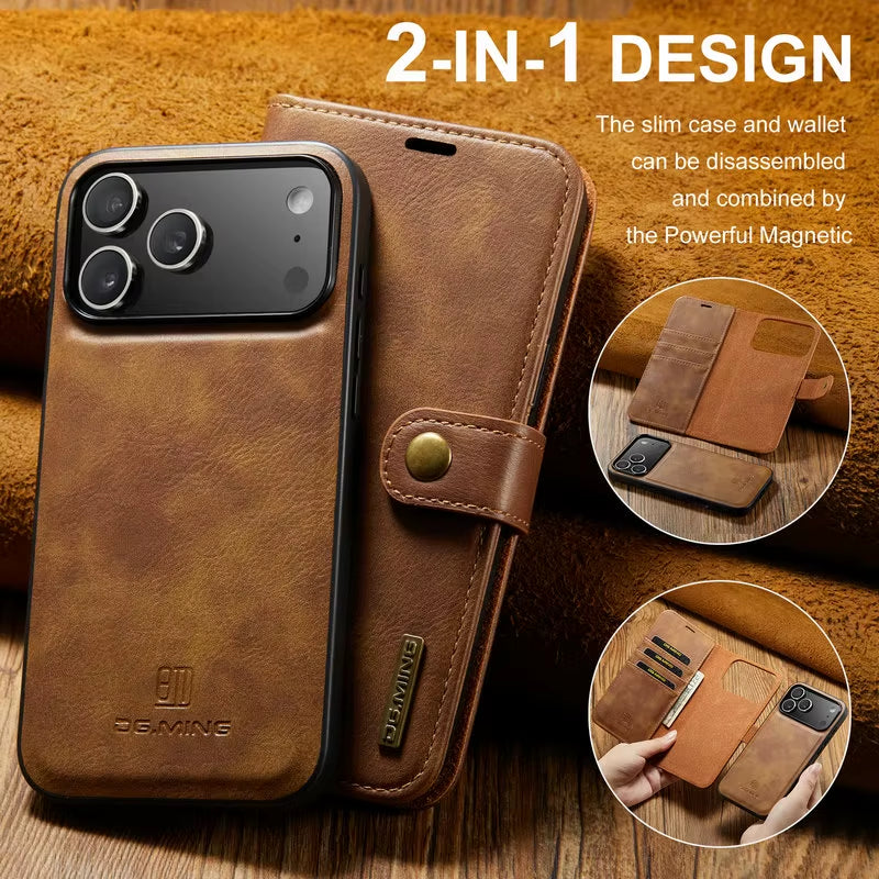 For Iphone 17 Pro Max 5G 2025 Luxury Case 2In1 Detachable Leather Wallet Funda for Iphone 17 Air Case Iphone17 Pro Magnet Cover