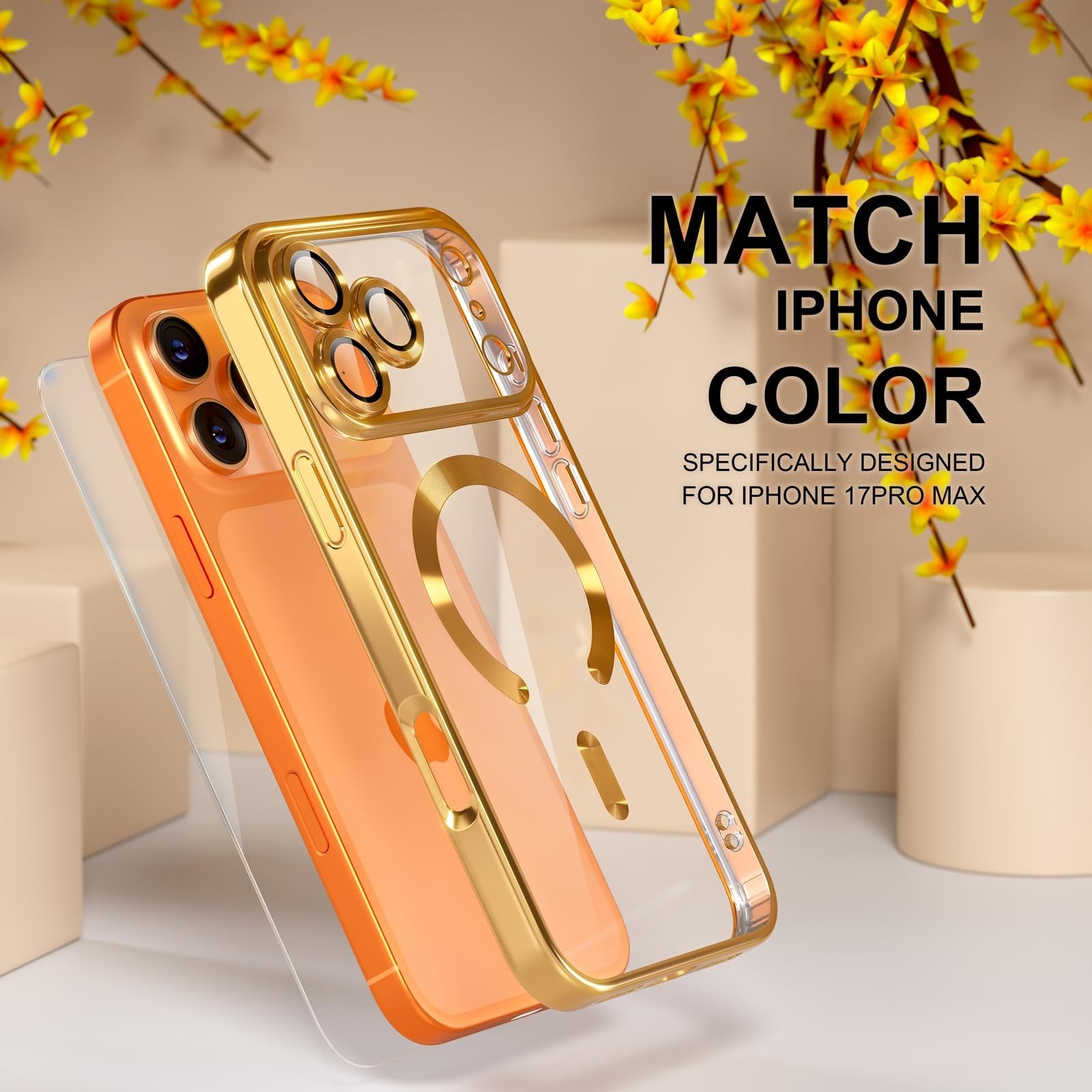 For Iphone 17 Pro Max/Air/17 Pro/17 Slim Plating Clear Mag Safe Lens Screen Case