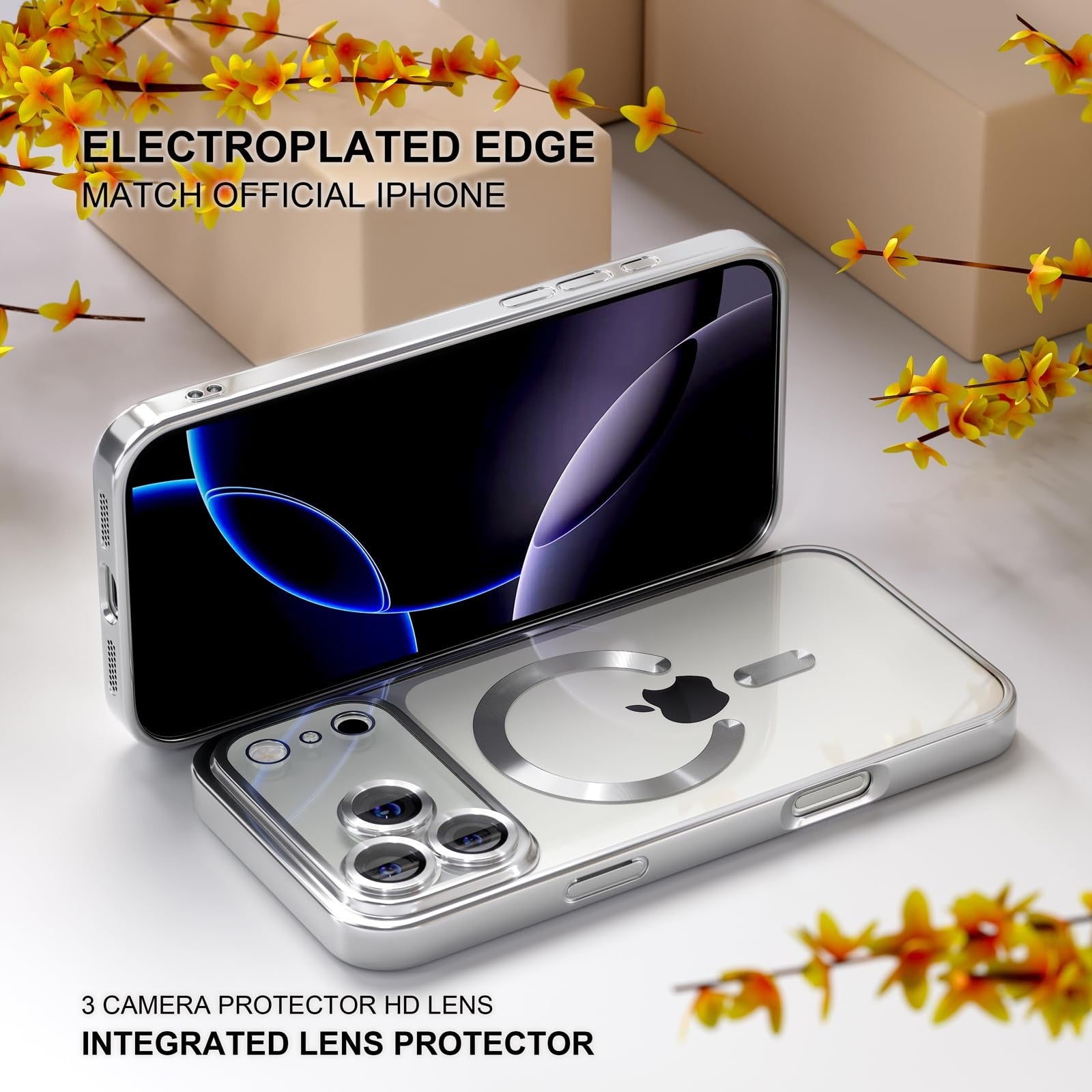 For Iphone 17 Pro Max/Air/17 Pro/17 Slim Plating Clear Mag Safe Lens Screen Case