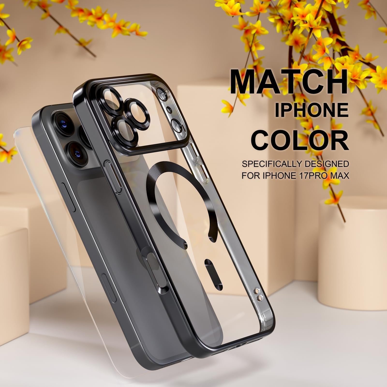 For Iphone 17 Pro Max/Air/17 Pro/17 Slim Plating Clear Mag Safe Lens Screen Case