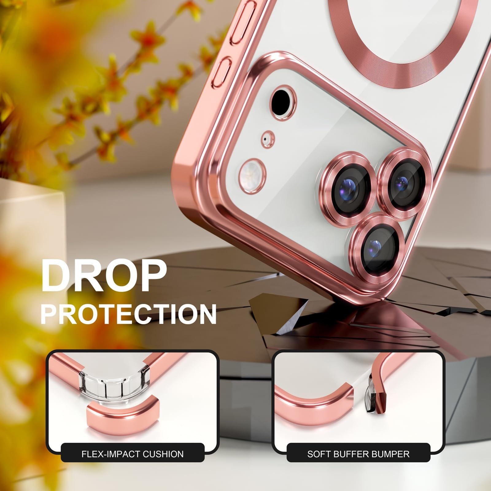 For Iphone 17 Pro Max/Air/17 Pro/17 Slim Plating Clear Mag Safe Lens Screen Case