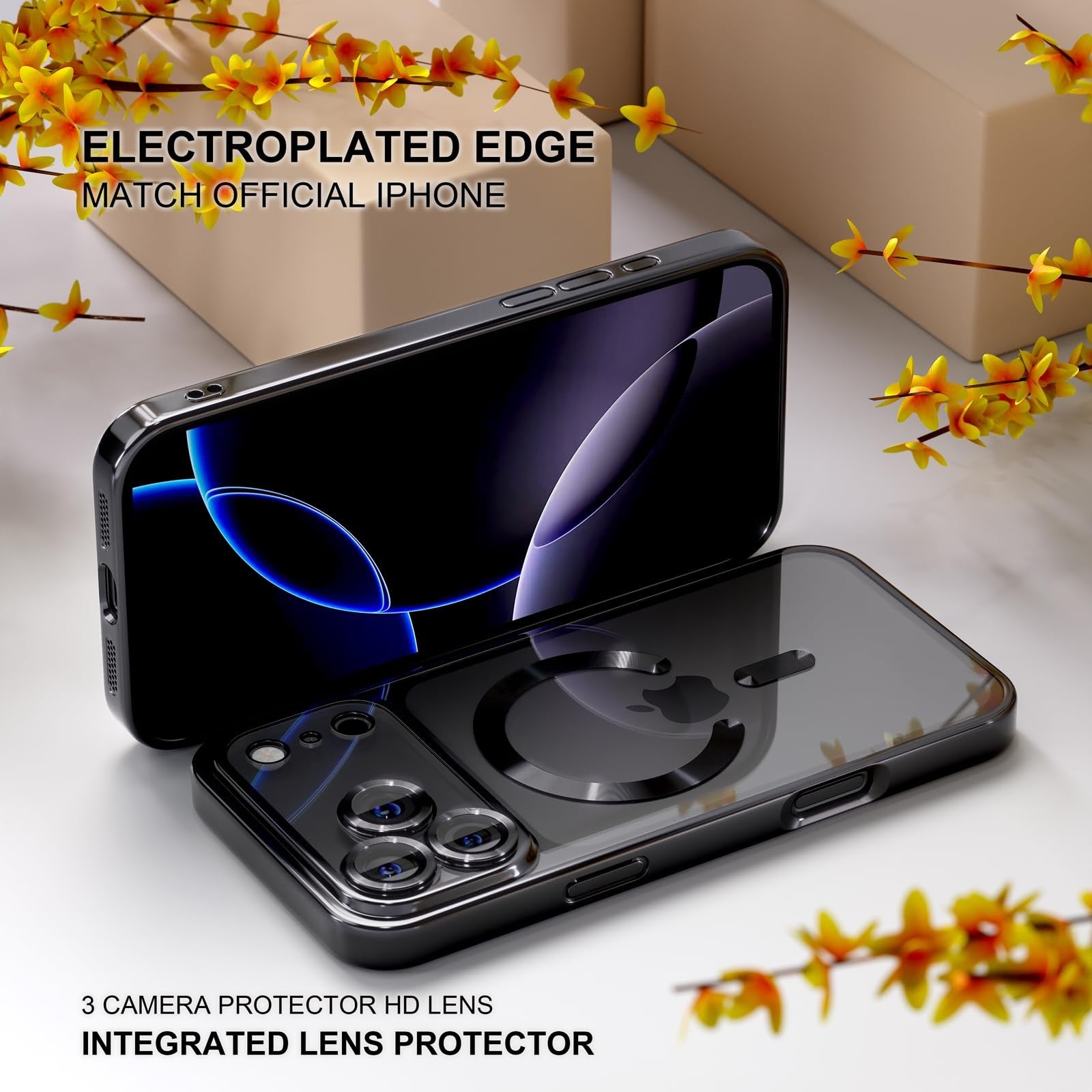 For Iphone 17 Pro Max/Air/17 Pro/17 Slim Plating Clear Mag Safe Lens Screen Case