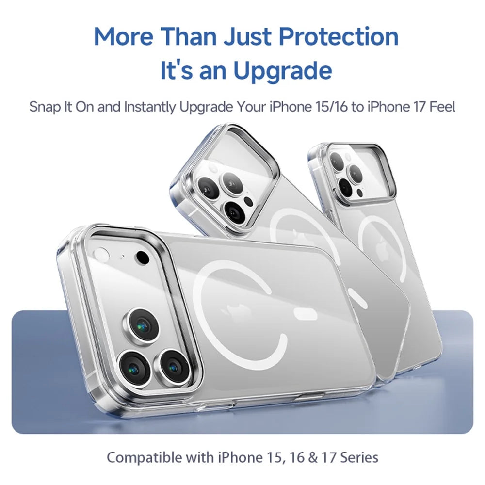 Cell Phone Case for Iphone 17 Pro with Kick Stand Camera Lens Protector Magsafe Wireless Charging Transparent