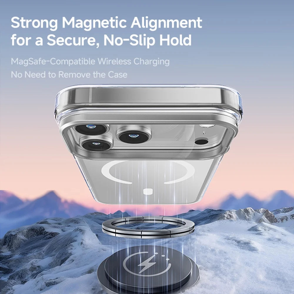 Cell Phone Case for Iphone 17 Pro with Kick Stand Camera Lens Protector Magsafe Wireless Charging Transparent