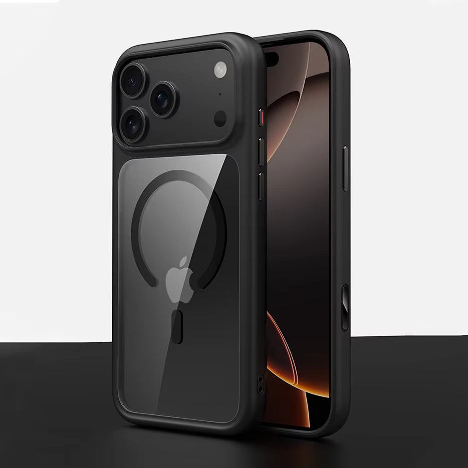 Luxury Orange Matte Transparent Magsafe Phone Case for Iphone 17 Pro Max 17 Pro 17 New Metal Buttons Skin Feel Shockproof Cover