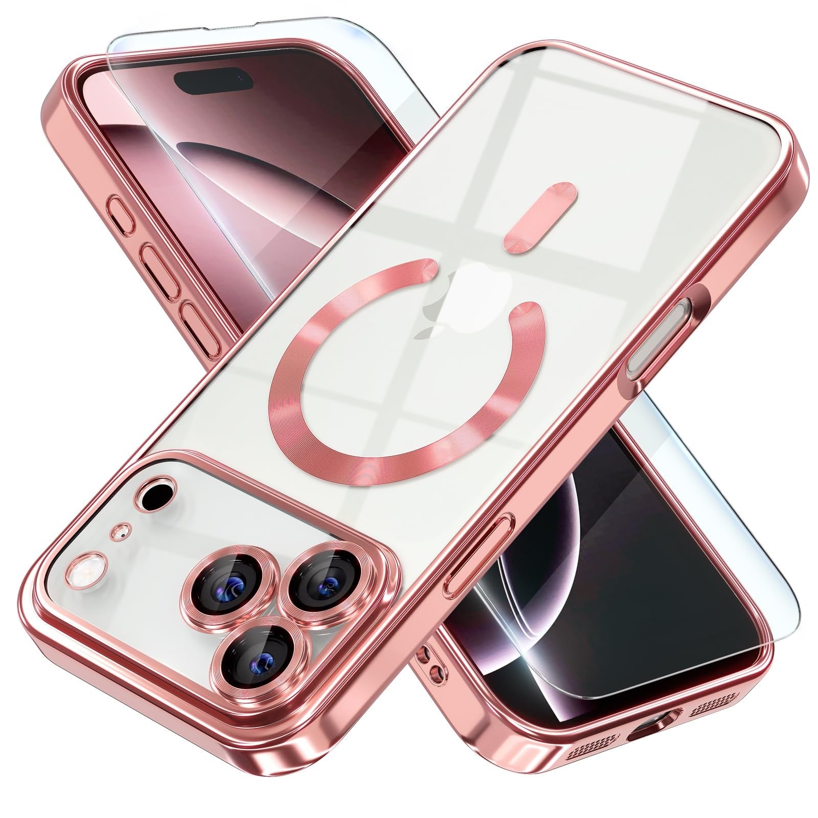 For Iphone 17 Pro Max/Air/17 Pro/17 Slim Plating Clear Mag Safe Lens Screen Case