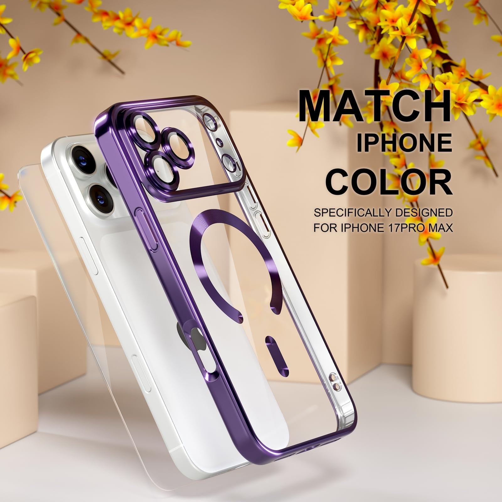 For Iphone 17 Pro Max/Air/17 Pro/17 Slim Plating Clear Mag Safe Lens Screen Case