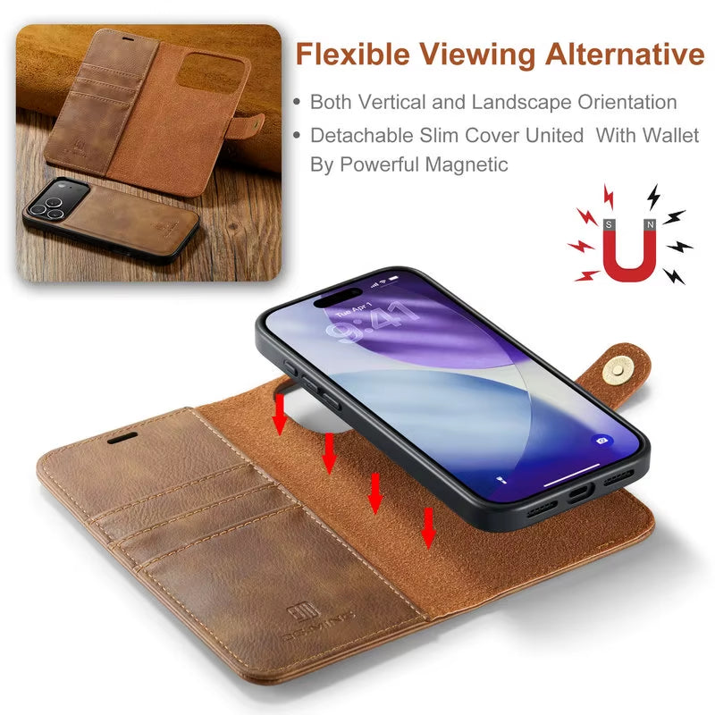 For Iphone 17 Pro Max 5G 2025 Luxury Case 2In1 Detachable Leather Wallet Funda for Iphone 17 Air Case Iphone17 Pro Magnet Cover